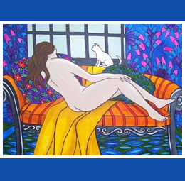 Nude with White Cat